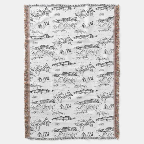 Chattanooga Toile Black and White Throw Blanket