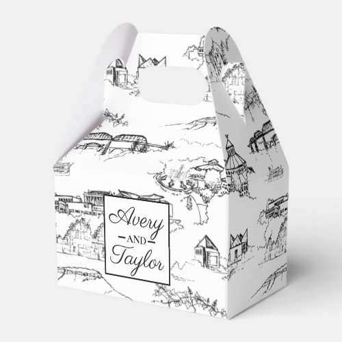 Chattanooga Toile Black and White Wedding Favor Boxes