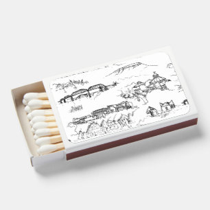 Chattanooga Toile Black and White Wedding Matchboxes