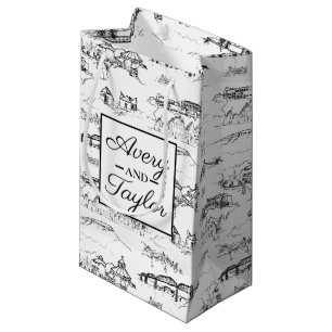 Chattanooga Toile Black and White Wedding Small Gift Bag