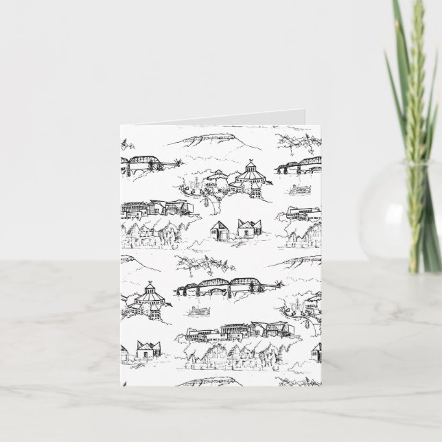 Chattanooga Toile Black and White (with Gray) Card (Front)