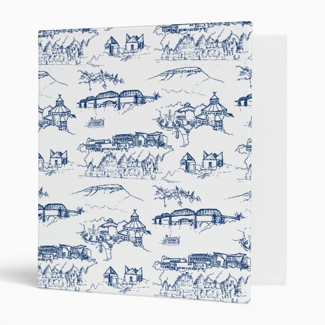Chattanooga Toile Blue 3 Ring Binder (Front/Inside)