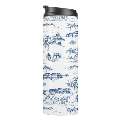 Chattanooga Toile Blue Thermal Tumbler