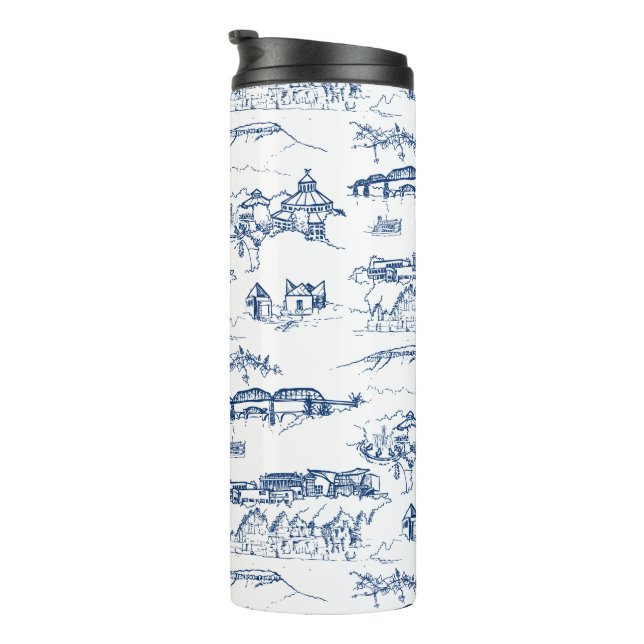 Chattanooga Toile Blue Thermal Tumbler (Rotated Right)