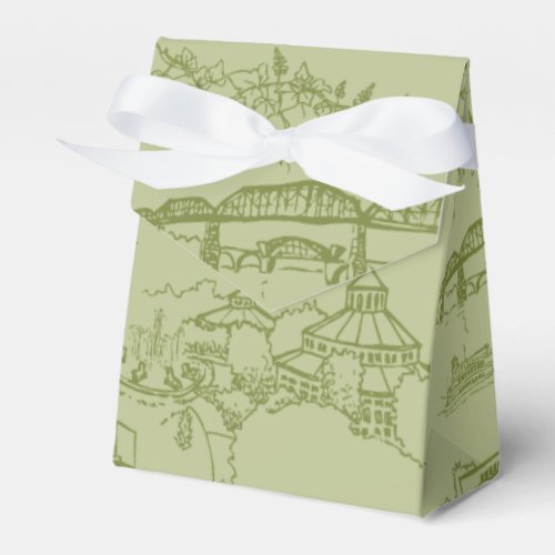 Chattanooga Toile Green Favor Boxes