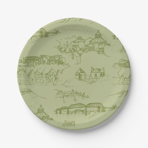 Chattanooga Toile Green Paper Plates