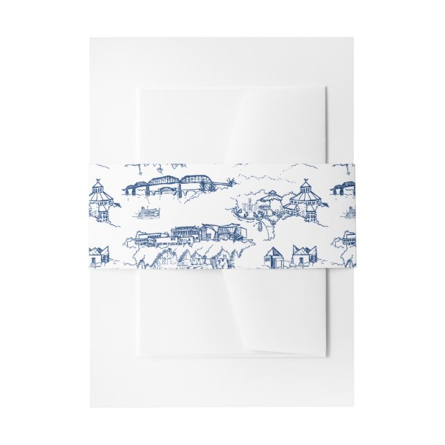 Chattanooga Toile Navy and White Invitation Belly Band (Front Example)
