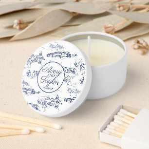 Chattanooga Toile Navy and White Wedding Mini Candle Favors