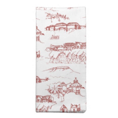 Chattanooga Toile Red and White Cloth Napkin