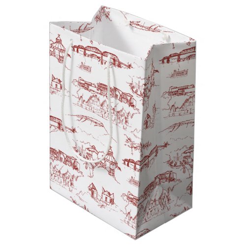 Chattanooga Toile Red and White Medium Gift Bag