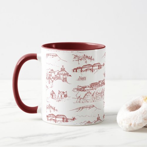 Chattanooga Toile Red and White Mug