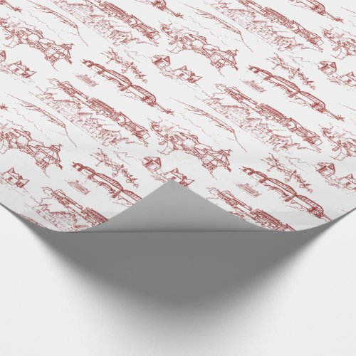 Chattanooga Toile Red Wrapping Paper