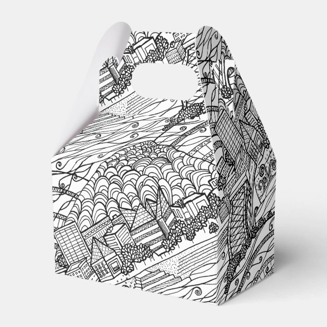Chattanooga Whimsy Black and White Favor Boxes (Front Side)