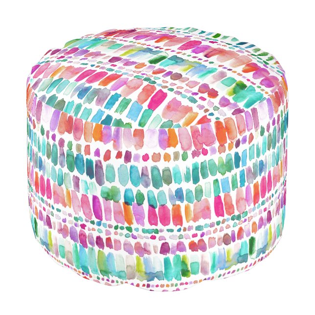 CHATTER Colorful Dash Stripes Pouf (Angled Front)