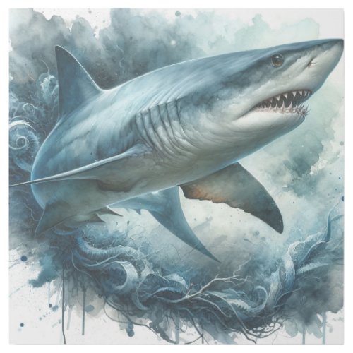 Chattering Lamniform Shark AREF452 _ Watercolor Gallery Wrap