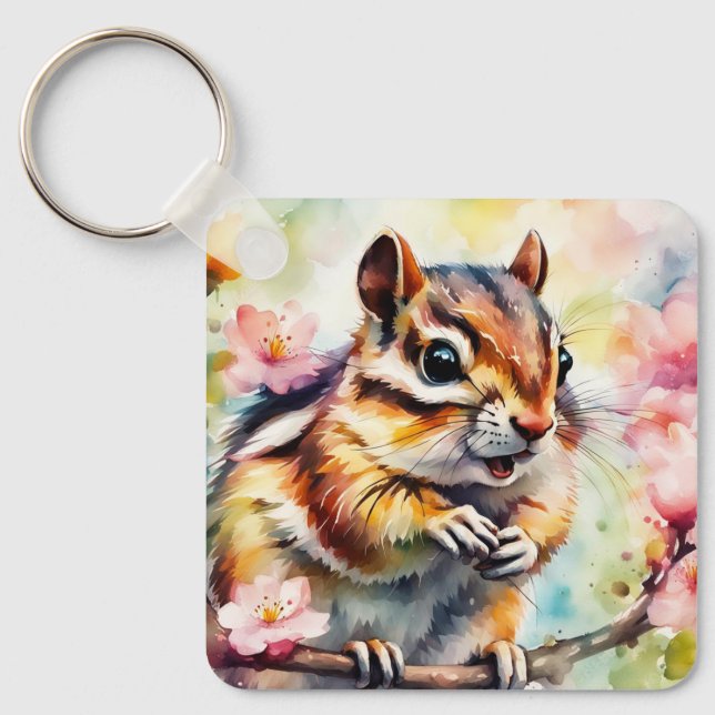 Chattering Spring Chipmunk Keychain (Front)