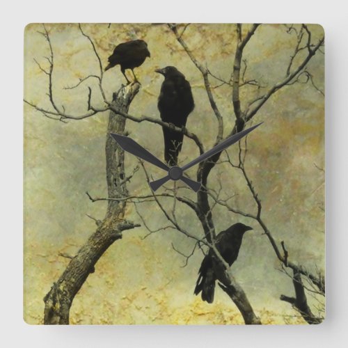 Chatting Crows Square Wall Clock