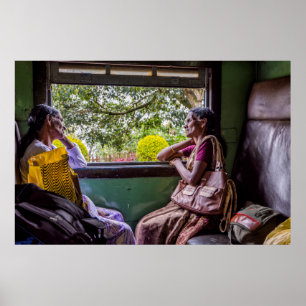 Chatting on the train poster