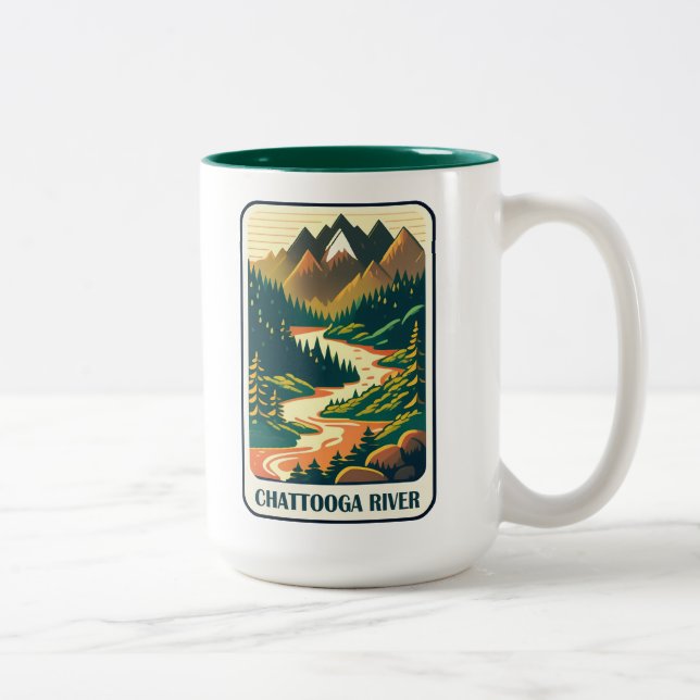 Chattooga River South Carolina Colors Two-Tone Coffee Mug (Right)