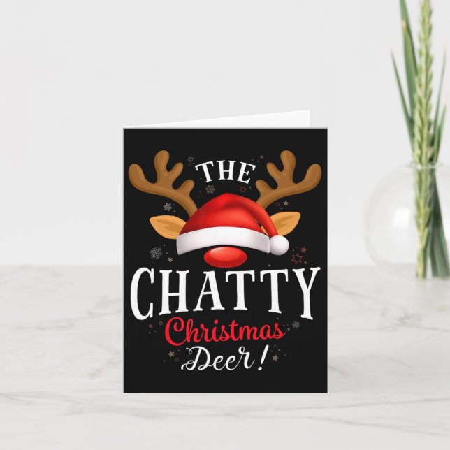 Chatty Christmas Deer Pjs Xmas Family Matching  Card (Front)