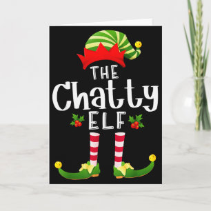 Chatty Christmas Elf Matching Pajama X-mas Party  Card
