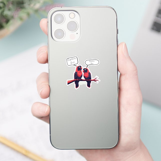 Chatty Companions: Personalized Lovebirds Laptop  Sticker (Phone)