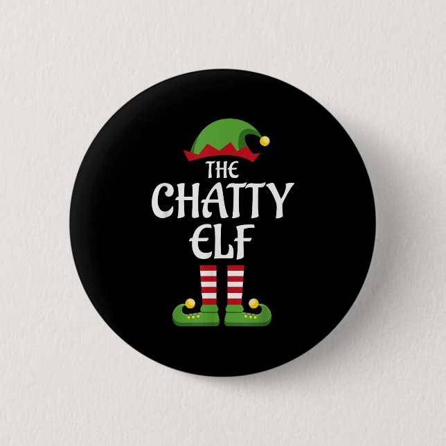 Chatty Elf Family Matching Group Christmas  Button (Front)