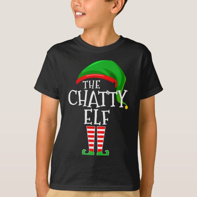 Chatty Elf Family Matching Group Christmas Premium T-Shirt (Front)