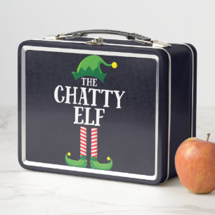 Chatty Elf Matching Family Group Christmas Party Metal Lunch Box