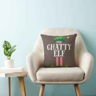 Chatty Elf Matching Family Group Christmas Party Throw Pillow
