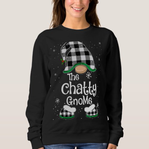 Chatty Gnome Buffalo Plaid Matching Family Christm Sweatshirt