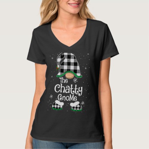 Chatty Gnome Buffalo Plaid Matching Family Christm T_Shirt