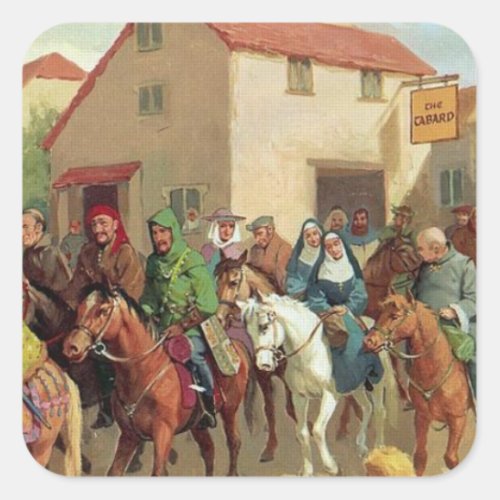 Chaucers Pilgrims_ Canterbury Tales Square Sticker