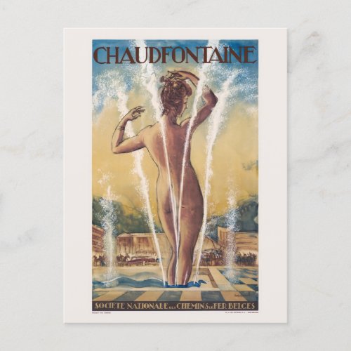Chaudfontaine Belgium Vintage Poster 1920s Postcard