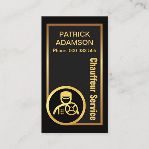 Chauffeur Beautiful Gold Curve Border Business Card