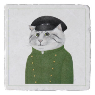CHAUFFEUR CAT Marble Stone Trivet II