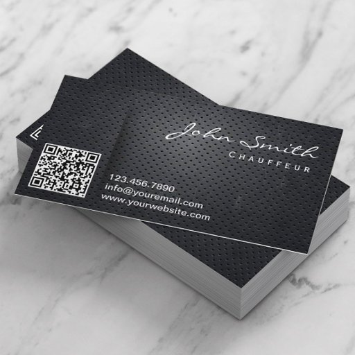 Customizable Chauffeur Driver Black Metal QR Code Business Card