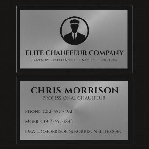 Chauffeur Driver Black Silver Metallic Business Card