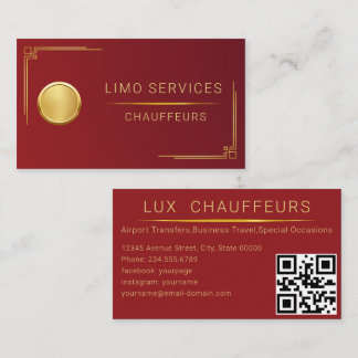 Chauffeur Driver Royal Gold Border Business Card