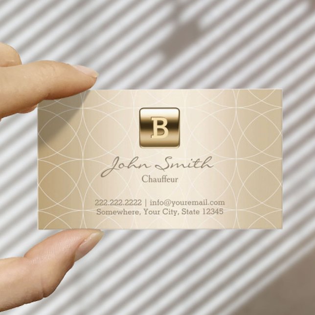 Chauffeur Gold Monogram Geometric Business Card (Creator Uploaded)