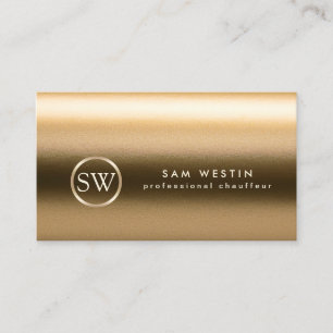 Chauffeur Gold Texture Monogram Business Card