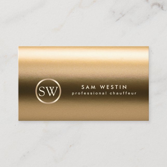 Chauffeur Gold Texture Monogram Business Card (Front)