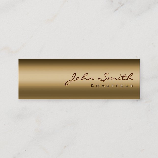 Chauffeur Minimalist Bronze Metal Mini Business Card (Front)