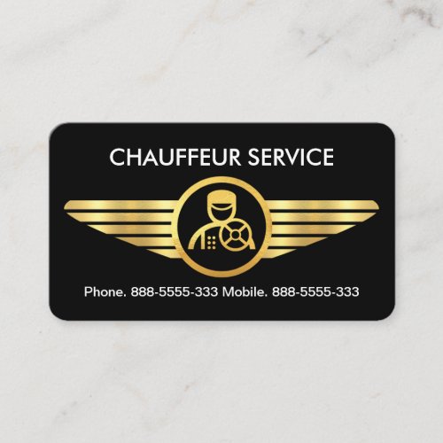 Chauffeur On Gold Wings Business Card