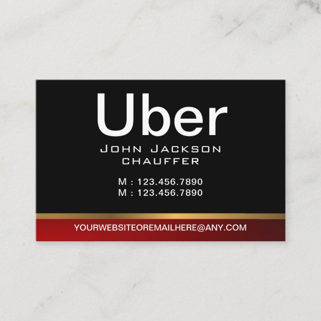 Chauffeur Taxi Driver Professional Black QR code Business Card (Front)