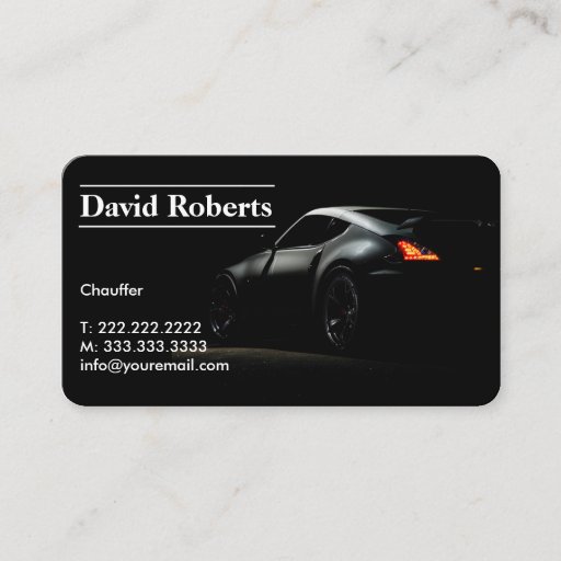 Customizable Chauffeur Taxi Driver Professional Dark  Business Card