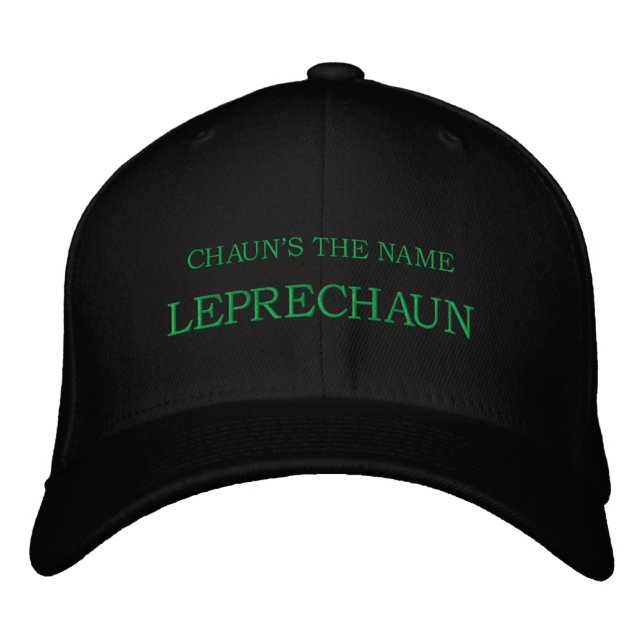 CHAUN'S THE NAME, LEPRECHAUN EMBROIDERED BASEBALL HAT (Front)