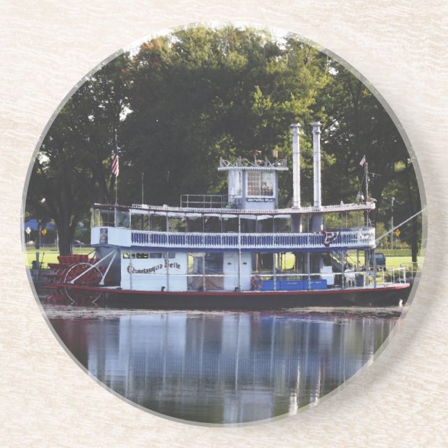 Chautauqua Belle on Lake Chautauqua Sandstone Coaster (Front)