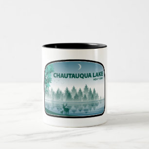 Chautauqua Lake New York Deer Two-Tone Coffee Mug