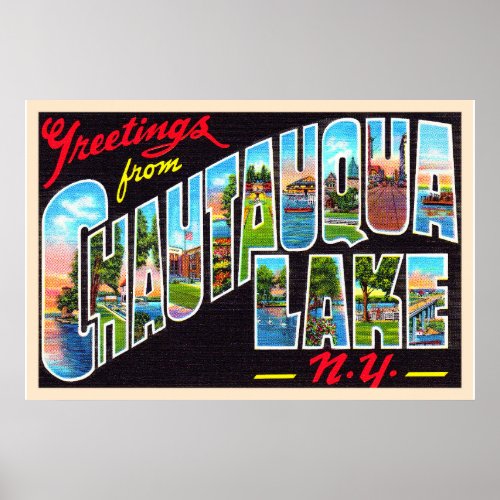 Chautauqua Lake New York NY Large Letter Postcard Poster